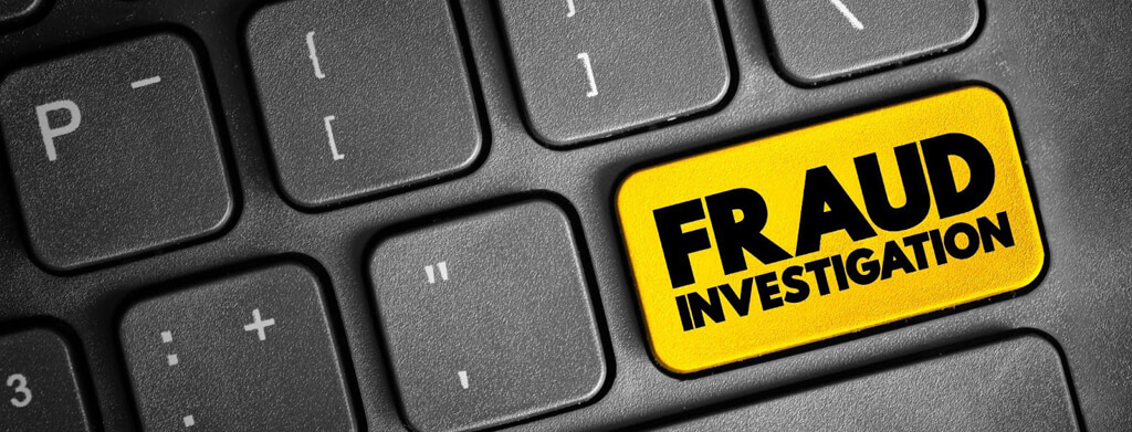 The image presents a close-up view of a computer keyboard, with the phrase "civil fraud investigations" prominently highlighted in yellow. The keys are sharply defined, and the bright yellow highlight ensures that the term stands out distinctly against the black and white background of the keyboard. This visual cue underscores the importance and immediacy of focusing on civil fraud investigations.